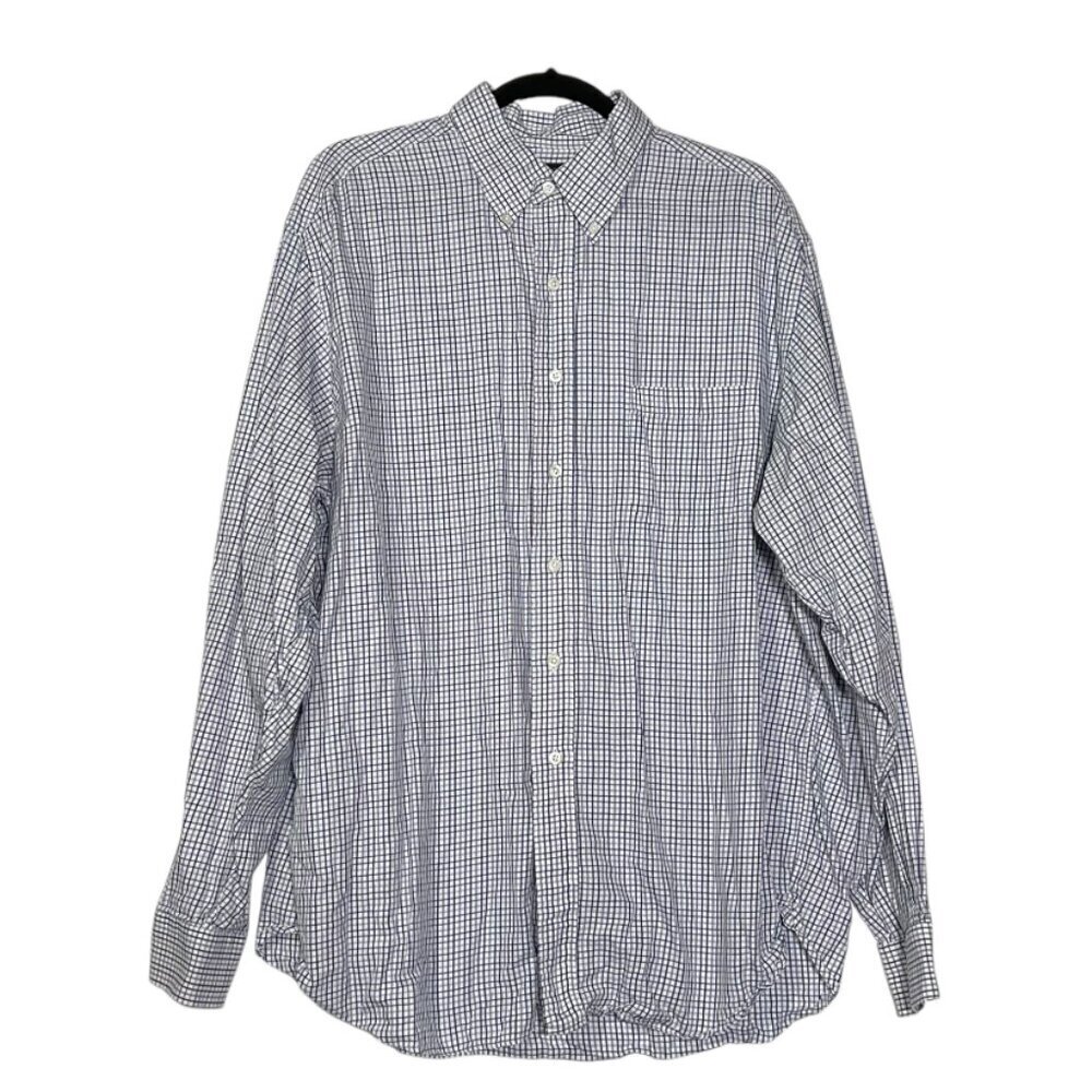 Brooks Brothers Blue and White Check Dress Shirt Egyptian Cotton Size XL/L - Picture 1 of 8